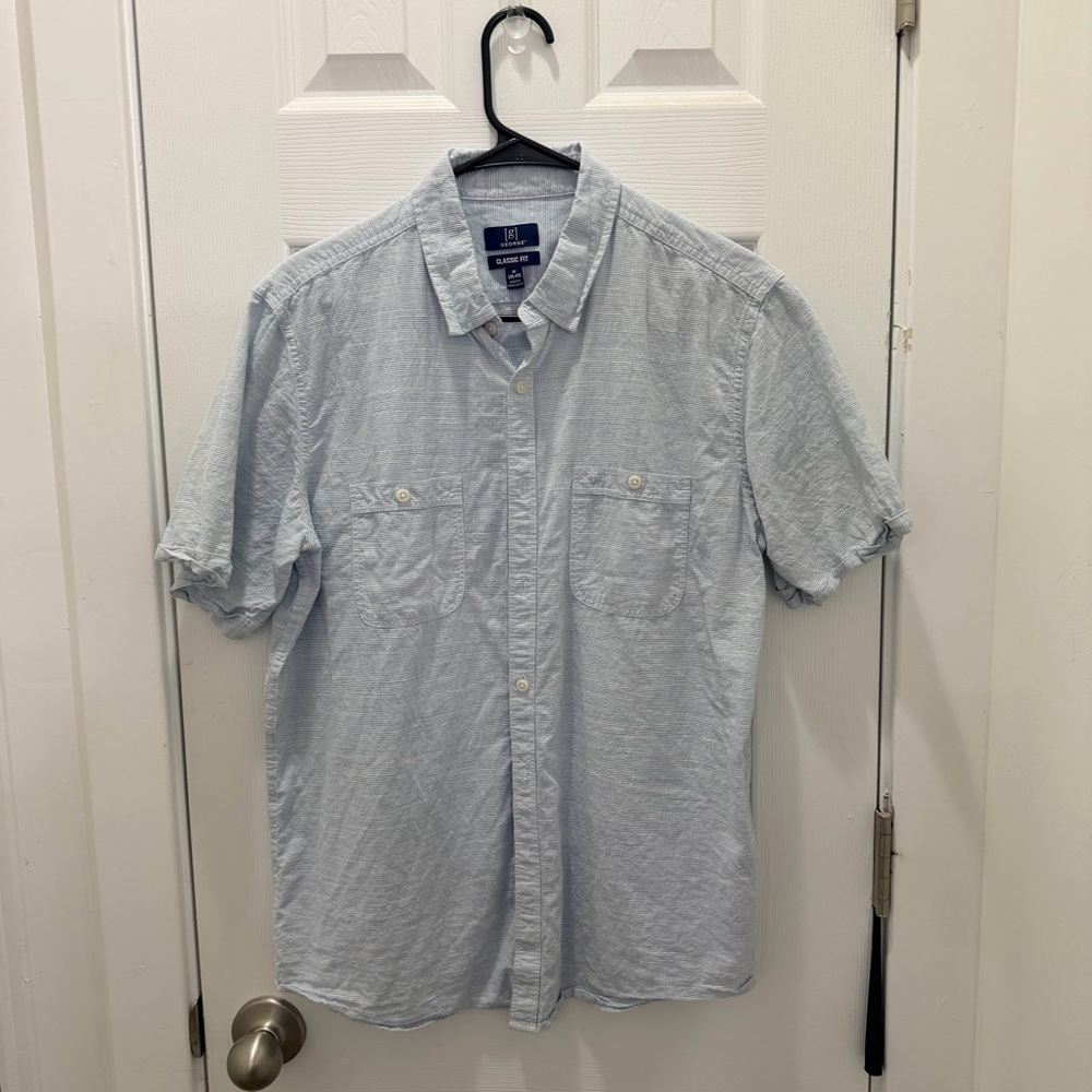 George Light Blue Short Sleeve Button-Down Shirt